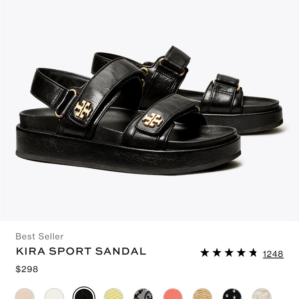 Tory Burch Black Sport Sandals with Adjustable Straps
